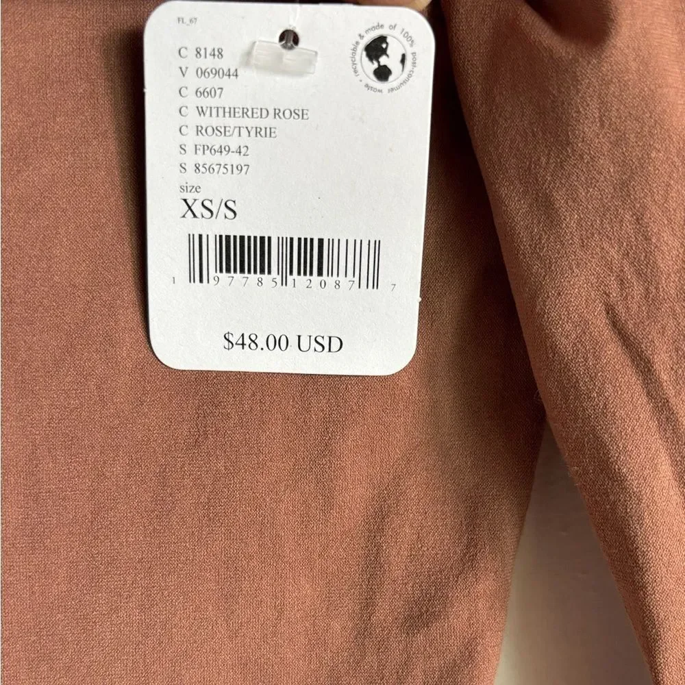 Nwt Free People intimately withered rose long sleeve seamless open back top